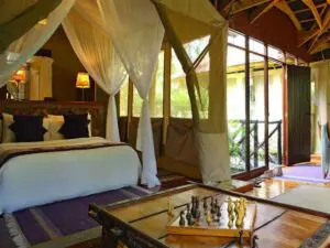 The luxurious honeymoon suite offers a great interior design.