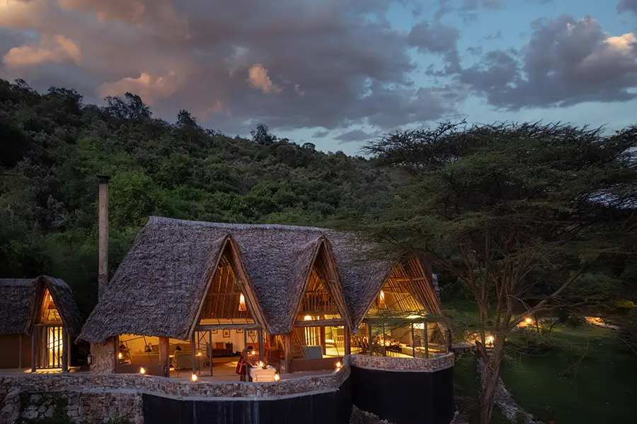 Zona del lodge principal de Saruni Mara. 