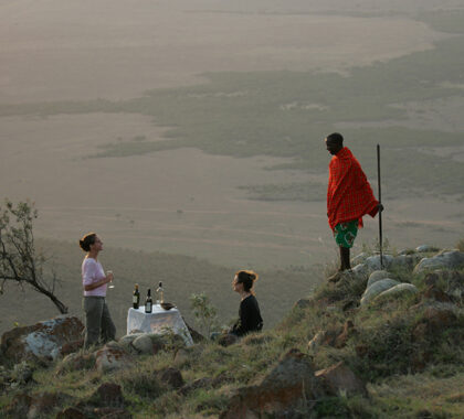 Sundowners with a view at Saruni Mara.