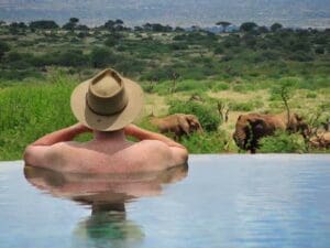 The rim flow pool in front of camp provides a fantastic spot for some afternoon game viewing.