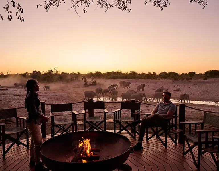 Warm and cosy sundowners by the firepit.