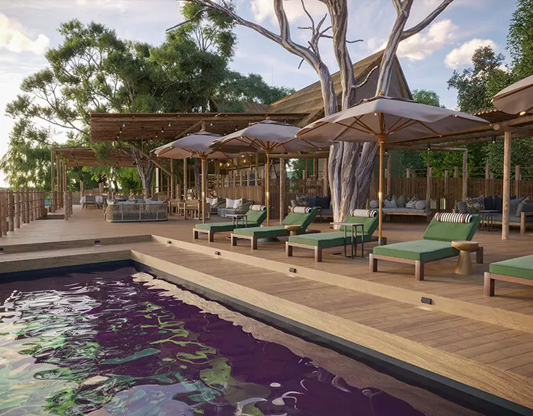 Savute Safari Lodge pool deck.