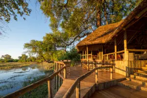 El campamento se ha construido sobre una cubierta de madera elevada.