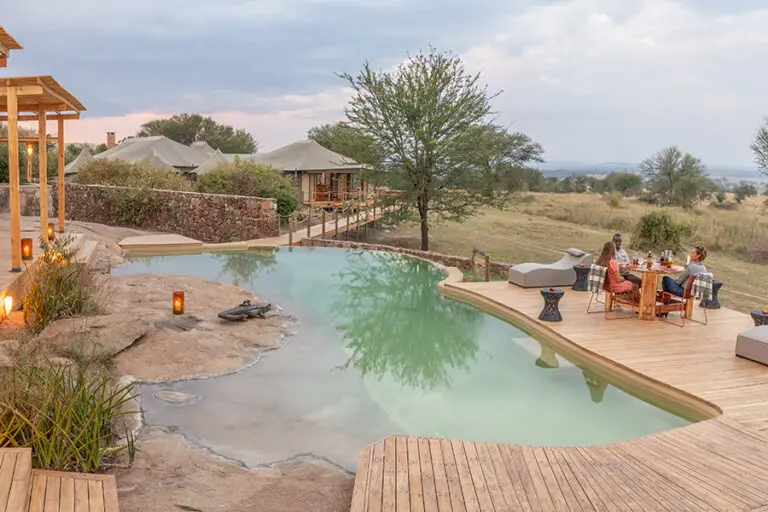 Lunch by the swimming pool.