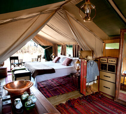 Enjoy retiring to your tent, each designed in classical East African safari details giving you that true 'Out of Africa' experience.