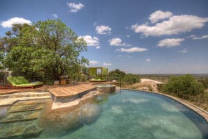 Swimming pool along the deck.