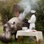 The camp's outdoor meals are prepared in a somewhat unorthodox way!