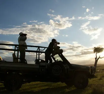 Serian Nkorombo Camp Open side safari vehicles