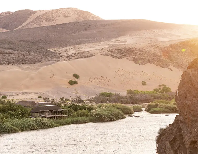 River views against the stark desert landscapes of Namibia. 