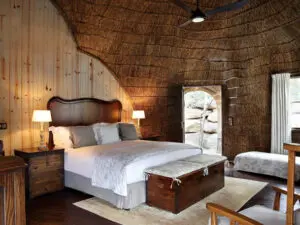 Shambala Zulu Camp has only 8 luxury suites, all decorated in a traditional African style, yet luxuriously furnished.

