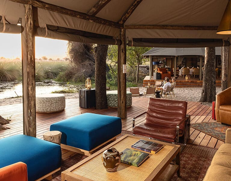 Relax in the lounge where you can spot animals as they wander past camp.