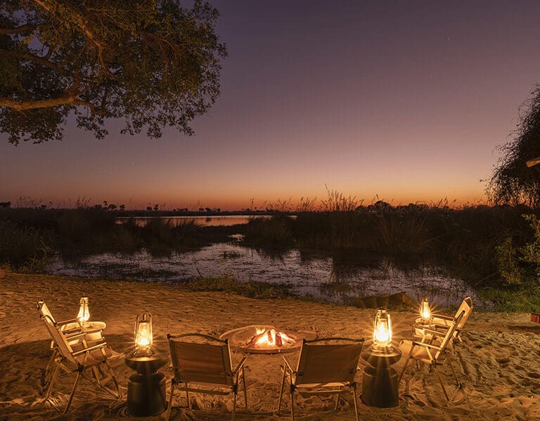 What a spot for pre-dinner drinks and chats. Take in the last of the light and listen to the nocturnal sounds of the wild.