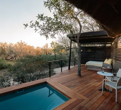 Vista desde su suite en Simbambili Lodge.