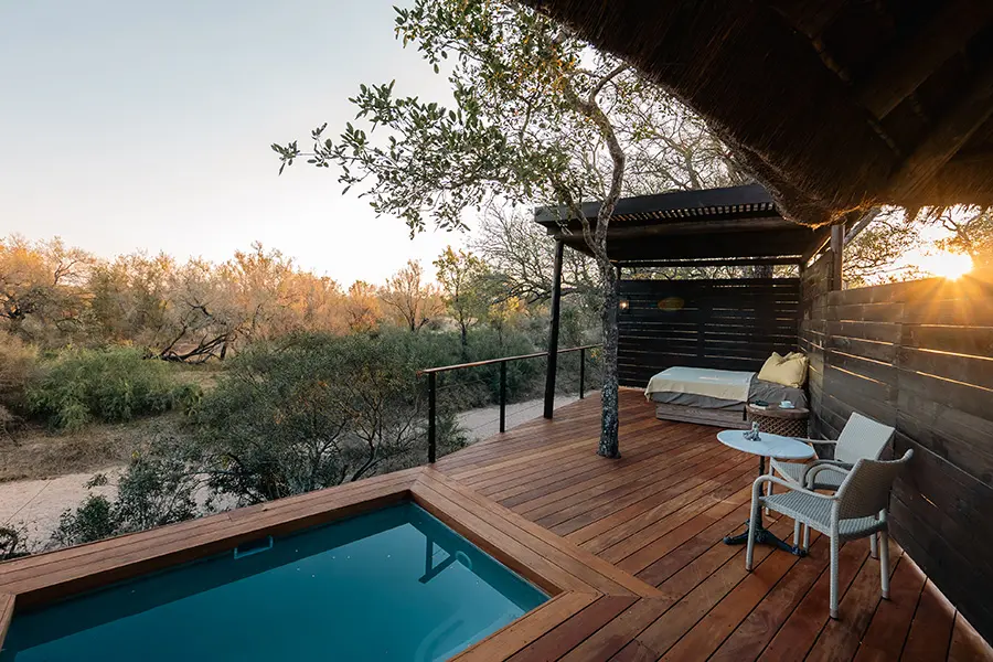 Vista desde su suite en Simbambili Lodge.