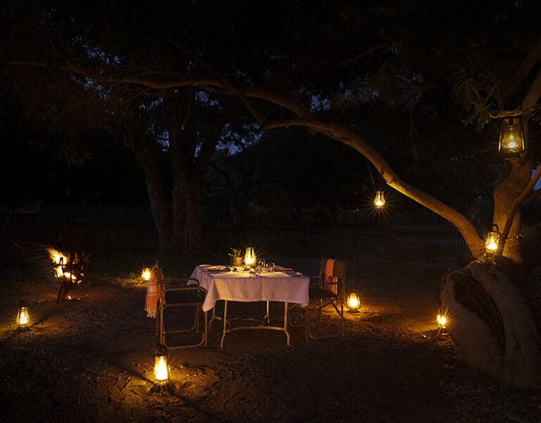 A romantic, lantern-lit dinner.