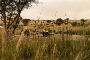 The firepit at Singita Mara River.