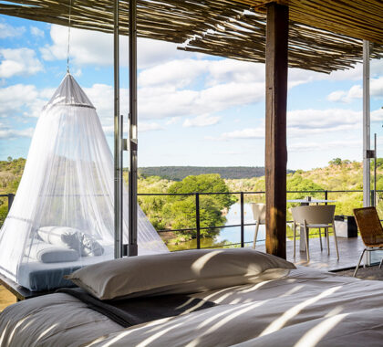 The luxurious sky bed at Singita Lebombo Lodge.