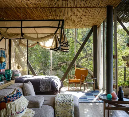 La naturaleza se refleja magistralmente en la paleta y las texturas de la decoración.