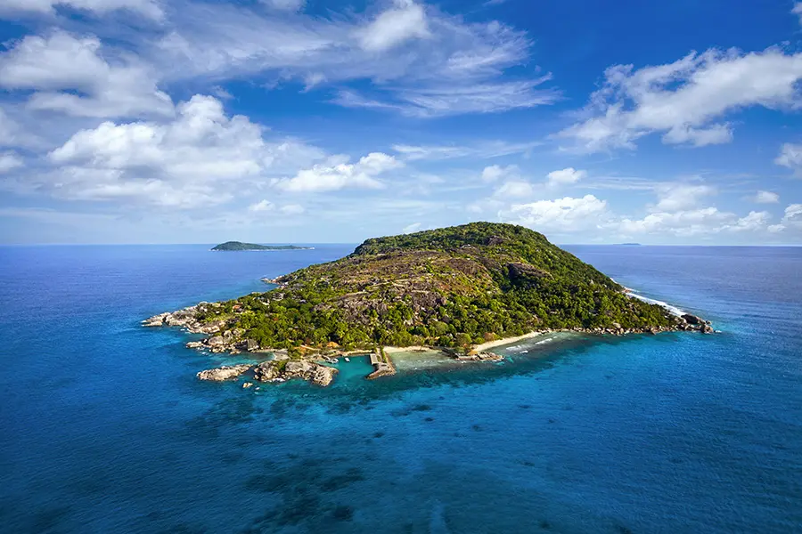 Vista aérea de la isla Félicité.