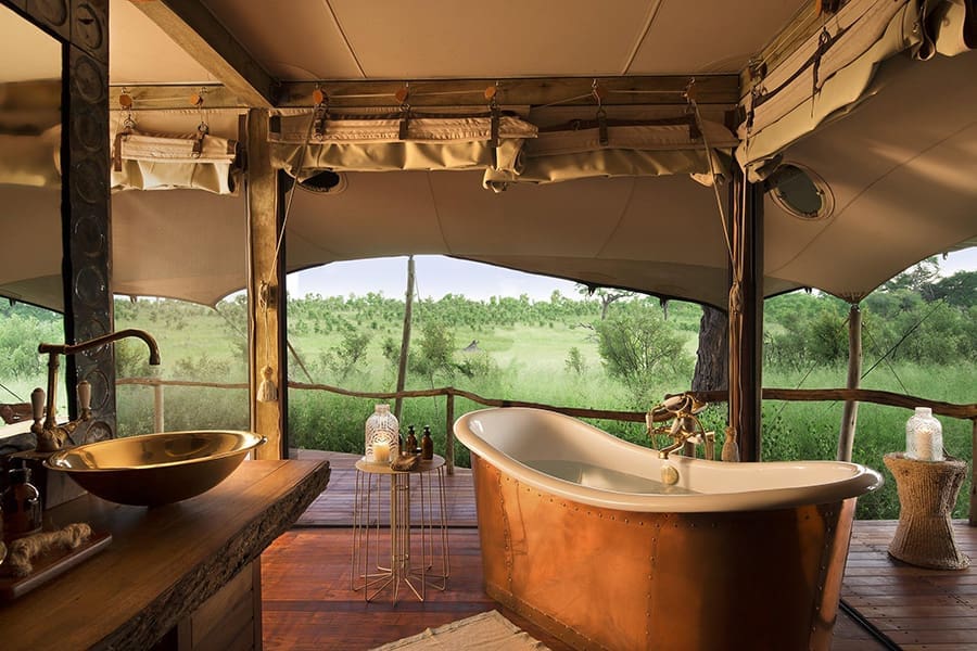 Bath tubs encased in copper.