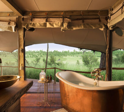 Copper bathtubs and log-burning fireplaces in each suite.