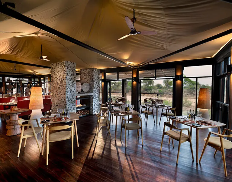 The indoor dining area.
