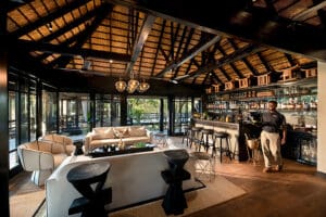 The elegant lounge and bar area at Phinda Vlei Lodge.