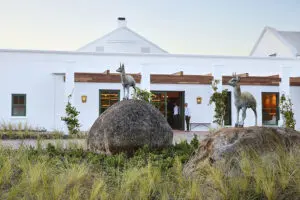 Art at the entrance of Spier Hotel.