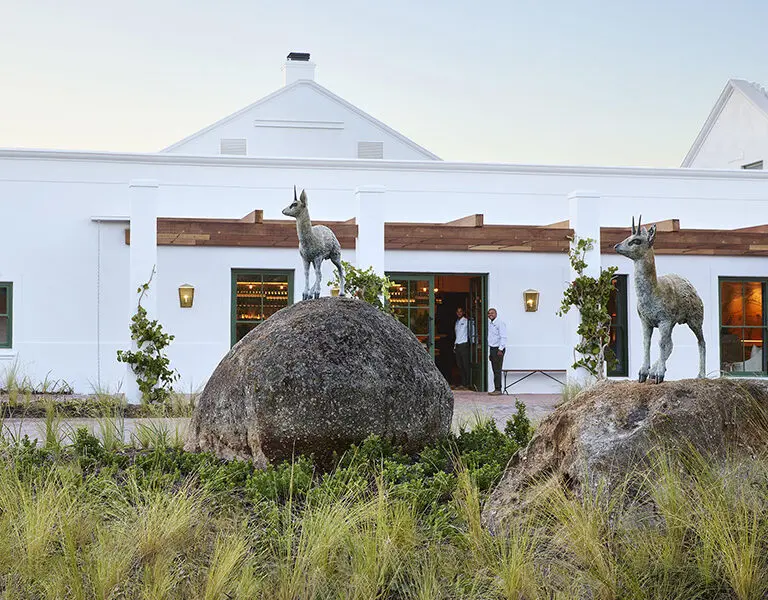 Art at the entrance of Spier Hotel.