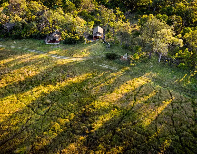 An aerial view of Stanley's Camp suites. 