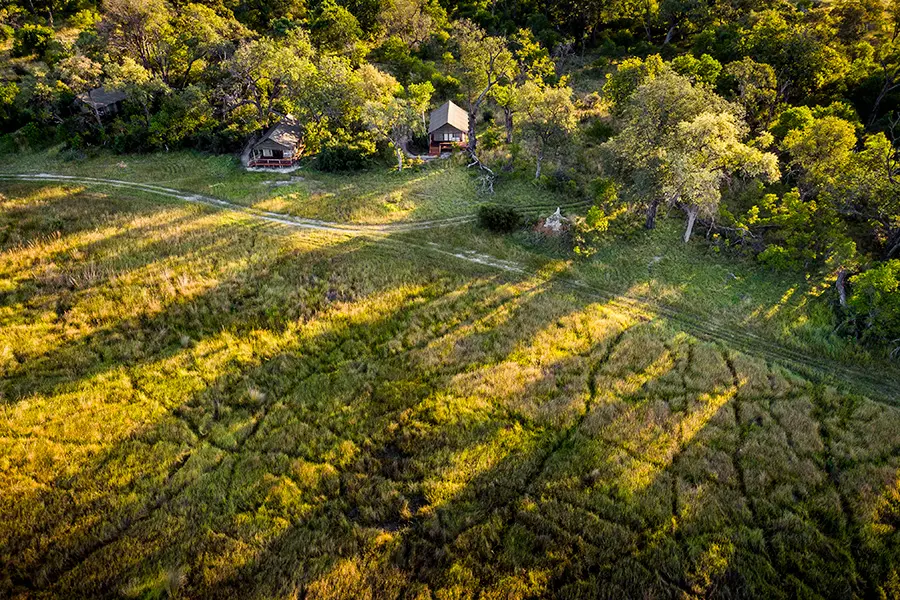 An aerial view of Stanley's Camp suites. 