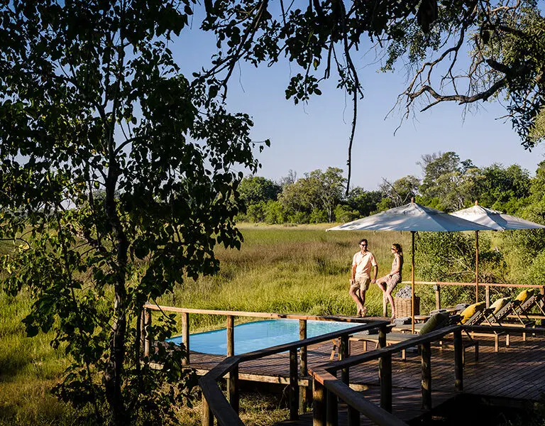 The pool deck.