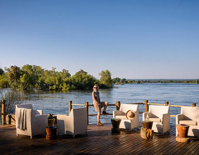 El mirador tiene vistas al río Zambeze.