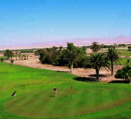 Relájese en el campo de golf desértico de 18 hoyos cercano