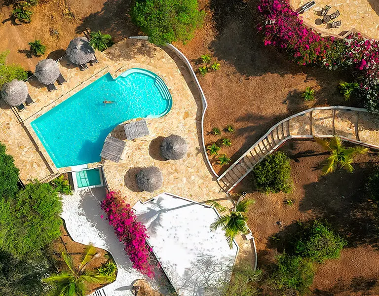 When you aren't in the ocean, you can take a quick freshwater dip in the swimming pool. 