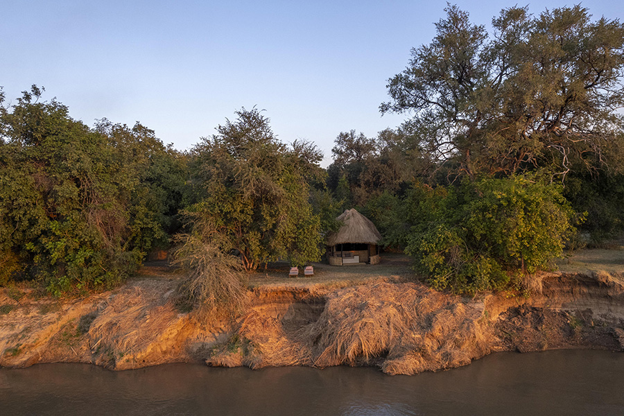 A chalet overlooking the Luangwa River.