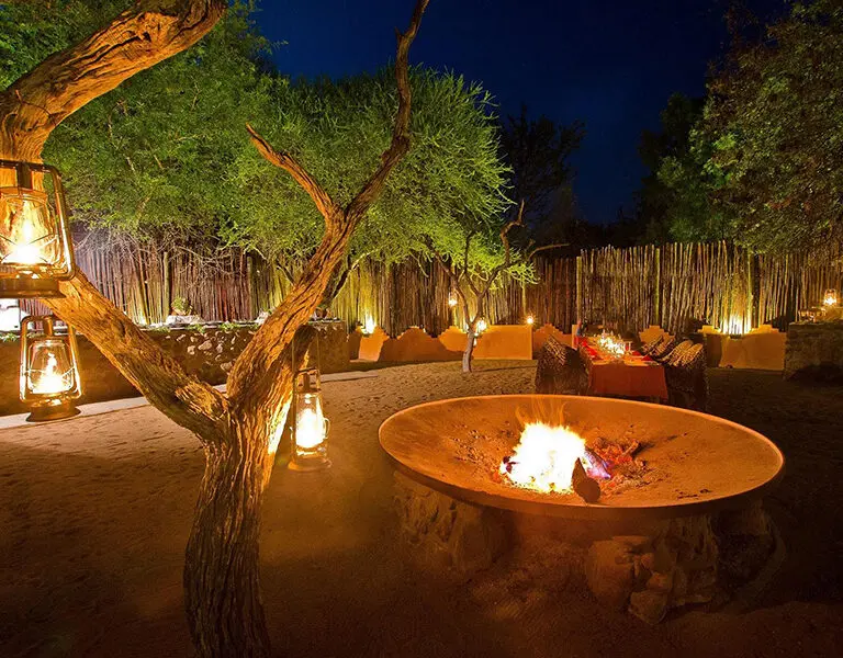 Enjoy the romantic atmosphere around the boma.