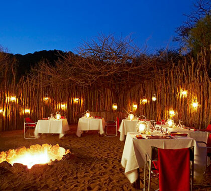 A fire-lit supper in the lodge's traditional boma is a culinary event you'll remember for years to come.