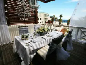 Enjoy a delicious meal while overlooking the ocean