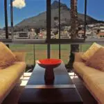 A comfortable sitting area offers a great view of Lions Head
