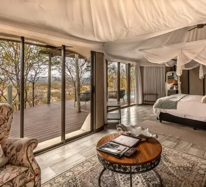 Suite interior at The Elephant Camp. 