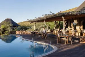 Lunch set up on the pool deck | The Motse at Tswalu. 