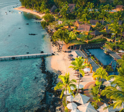 A bird's eye view of the incredible resort. Just a stone throw away from Mauritius's beautiful beaches.
