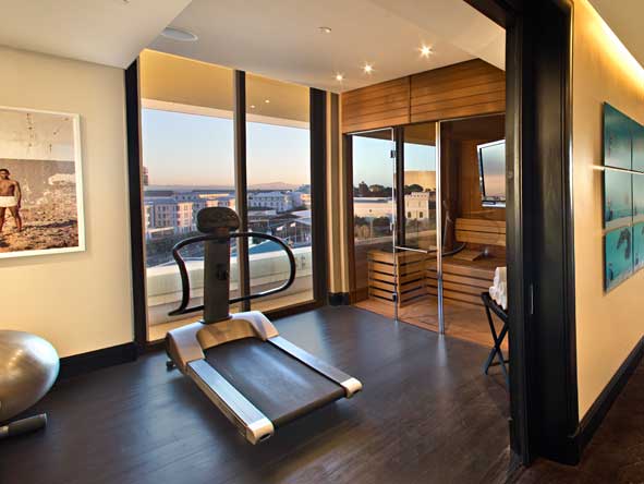 The One Above Penthouse is quipped with a gym and private sauna.