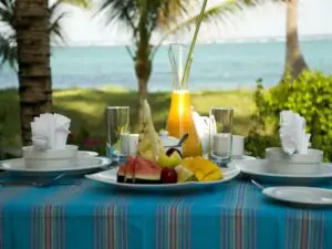 Start your day with a fresh and healthy breakfast on the deck.

