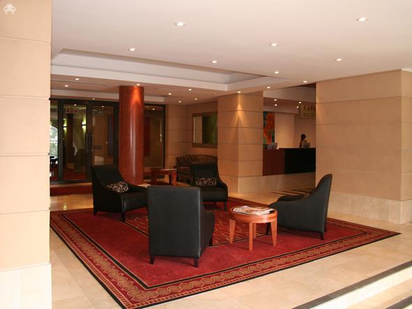 The lobby is equipped with comfortable chairs.