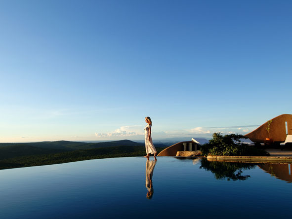 The infinity pool is a famous feature of the lodge & overlooks two waterholes where wildlife gathers.
