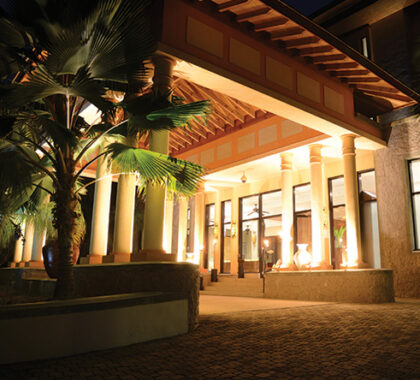 The lobby entrance at Allamanda Resort and Spa Seychelles