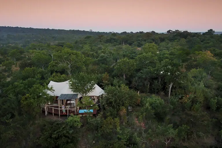 The elephant camp aerial view.