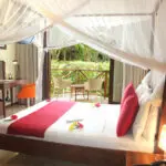 Complete with air conditioning, the Deluxe Garden View Rooms open out onto a balcony or terrace.
